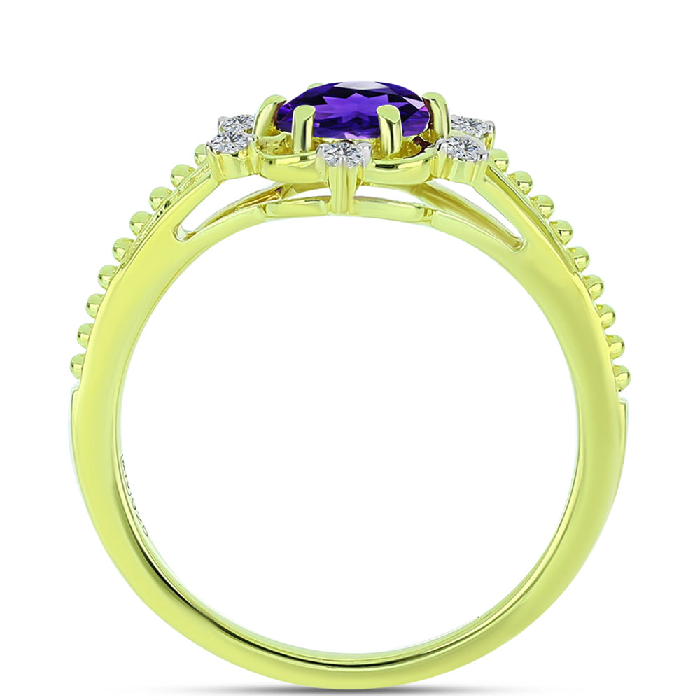 Pozlátený Strieborný Prsteň s Marockým Ametystom a Bielym Topásom 2 