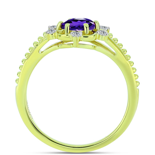 Pozlátený Strieborný Prsteň s Marockým Ametystom a Bielym Topásom