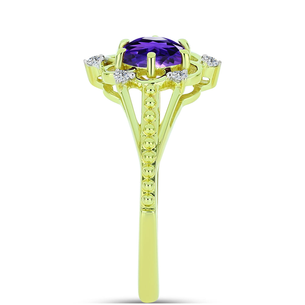 Pozlátený Strieborný Prsteň s Marockým Ametystom a Bielym Topásom 4 