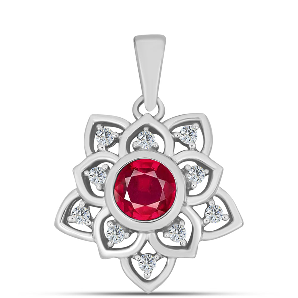 Strieborný Prívesok s Madagaskarským Rubínom a Bielym Topásom