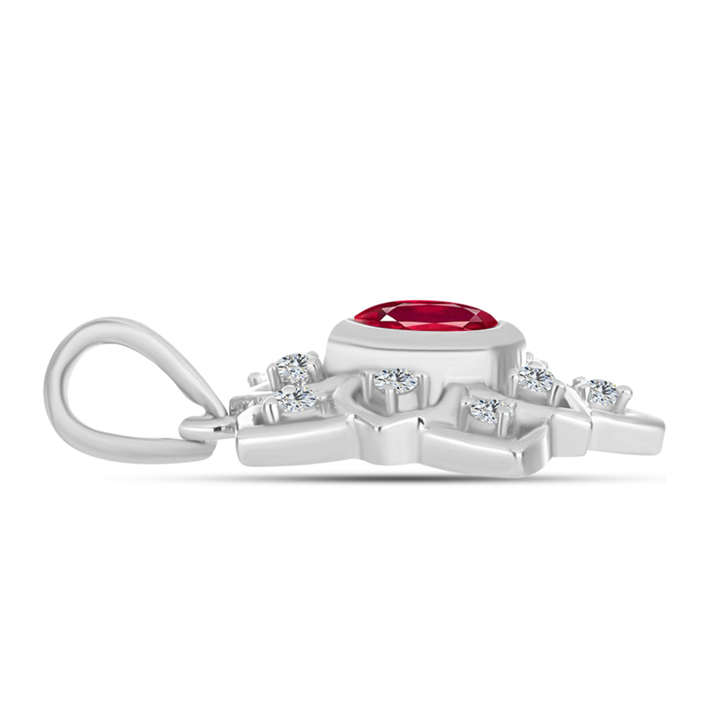 Strieborný Prívesok s Madagaskarským Rubínom a Bielym Topásom