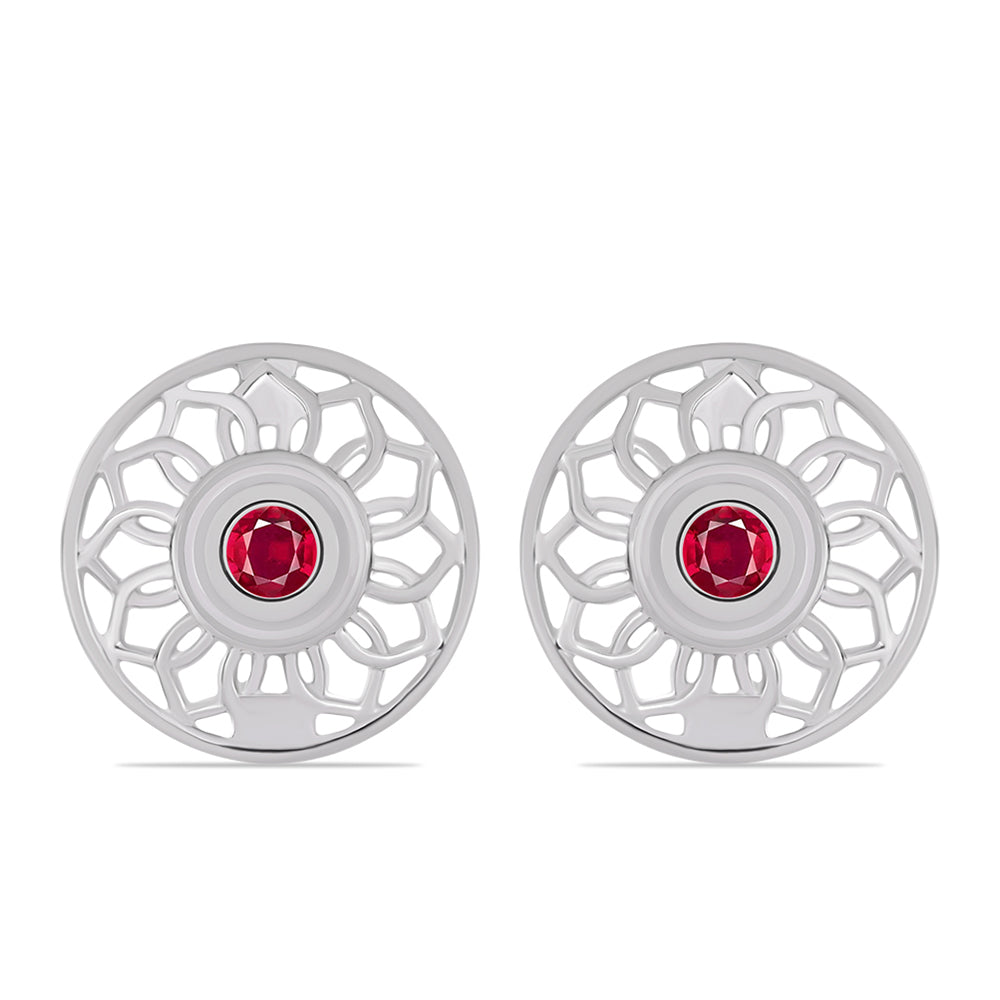 Strieborné Náušnice s Madagaskarským Rubínom 1 