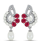 Strieborné Náušnice s Madagaskarským Rubínom a Bielou Sladkovodnou Perlou