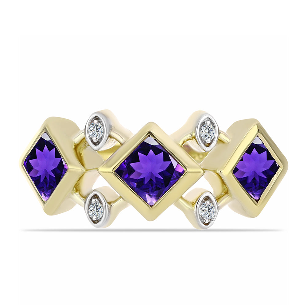 Pozlátený Strieborný Prsteň s Marockým Ametystom a Bielym Topásom 1 