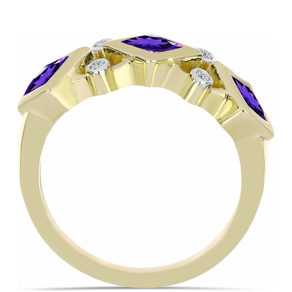 Pozlátený Strieborný Prsteň s Marockým Ametystom a Bielym Topásom