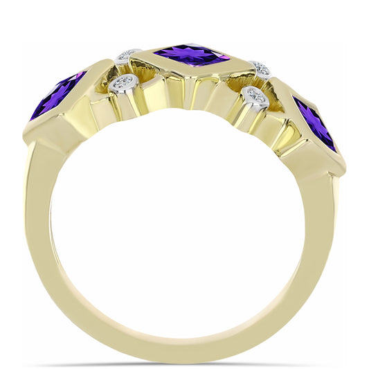 Pozlátený Strieborný Prsteň s Marockým Ametystom a Bielym Topásom