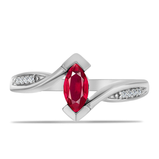 Strieborný Prsteň s Madagaskarským Rubínom a Bielym Topásom