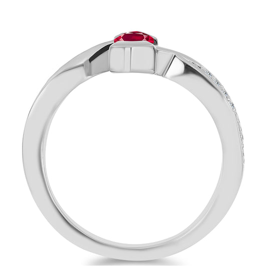 Strieborný Prsteň s Madagaskarským Rubínom a Bielym Topásom