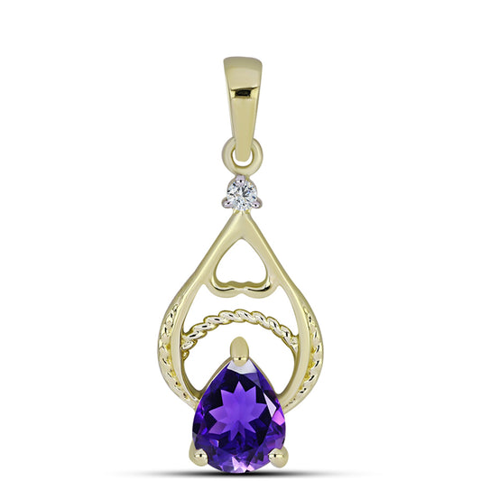 Pozlátený Strieborný Prívesok s Marockým Ametystom a Bielym Topásom