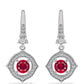 Strieborné Náušnice s Madagaskarským Rubínom a Bielym Topásom