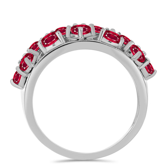 Strieborný Prsteň s Madagaskarským Rubínom a Bielym Topásom