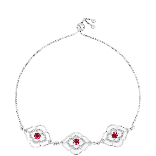 Strieborný Náramok s Madagaskarským Rubínom a Bielym Topásom