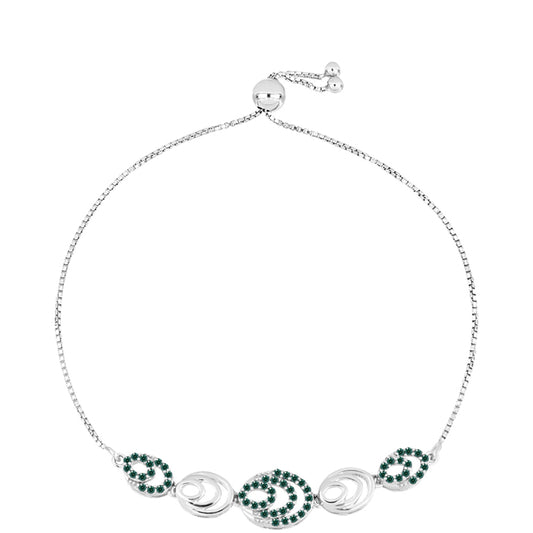 Strieborný Náramok s Zelenkavý morsky modrý Moissanitom