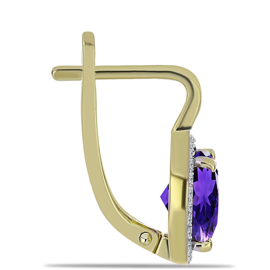 Pozlátené Strieborné Náušnice s Marockým Ametystom a Bielym Topásom