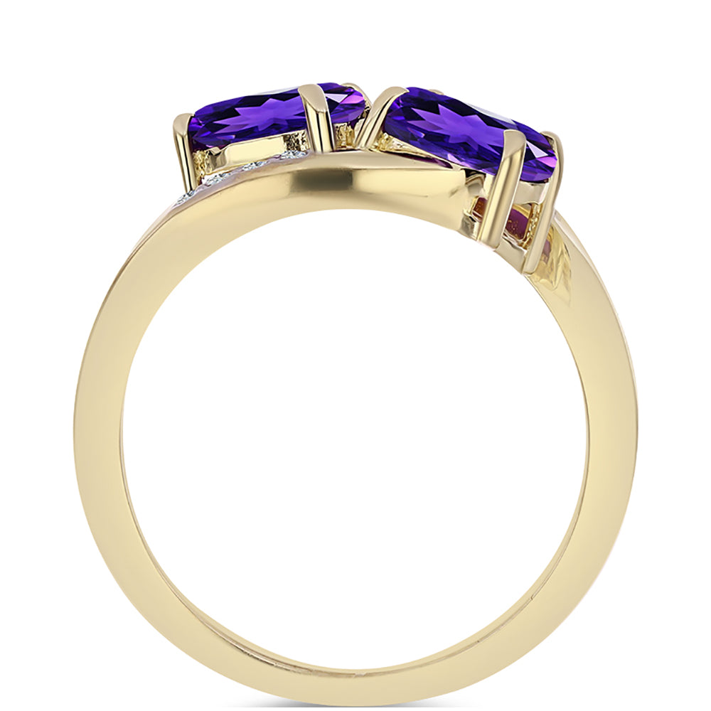 Pozlátený Strieborný Prsteň s Marockým Ametystom a Bielym Topásom 2 