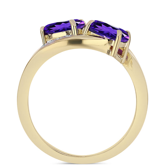 Pozlátený Strieborný Prsteň s Marockým Ametystom a Bielym Topásom