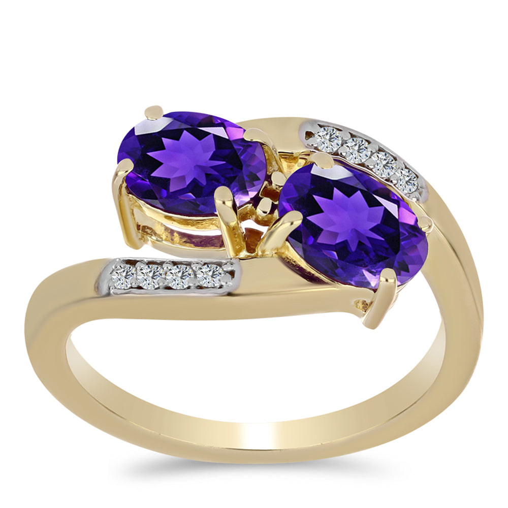 Pozlátený Strieborný Prsteň s Marockým Ametystom a Bielym Topásom