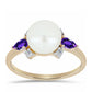Pozlátený Strieborný Prsteň s Marockým Ametystom a Bielou Sladkovodnou Perlou