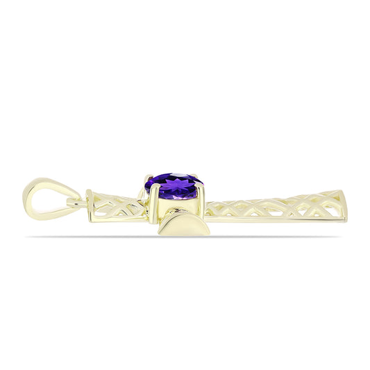 Kríž Pozlátený Strieborný Prívesok s Marockým Ametystom