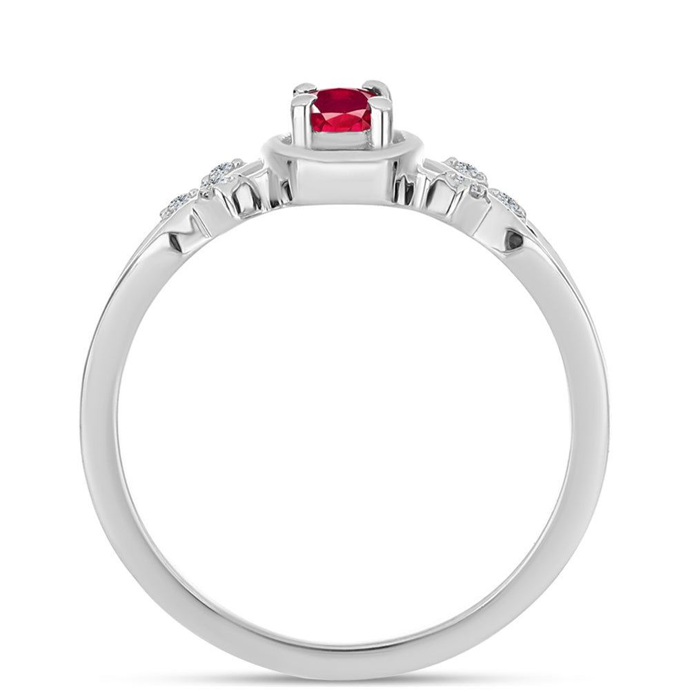 Strieborný Prsteň s Madagaskarským Rubínom a Bielym Topásom 2 