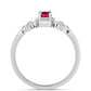 Strieborný Prsteň s Madagaskarským Rubínom a Bielym Topásom