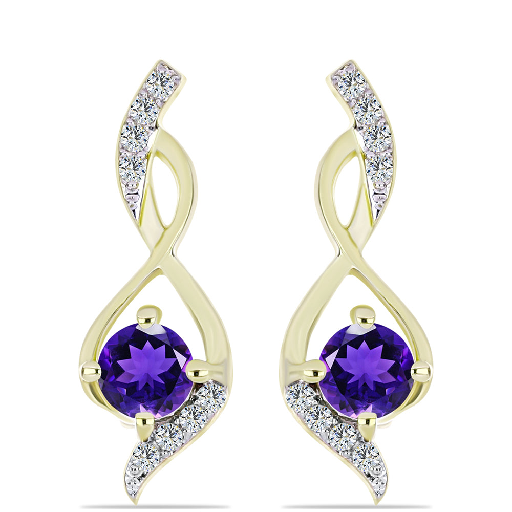 Pozlátené Strieborné Sada s Marockým Ametystom a Bielym Topásom ( Náušnice+Prívesok ) 2 