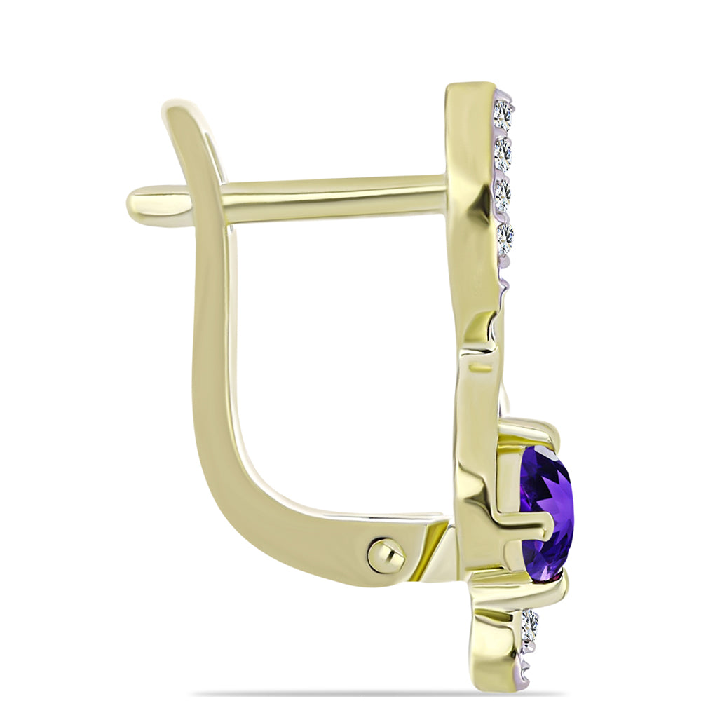 Pozlátené Strieborné Sada s Marockým Ametystom a Bielym Topásom ( Náušnice+Prívesok ) 4 