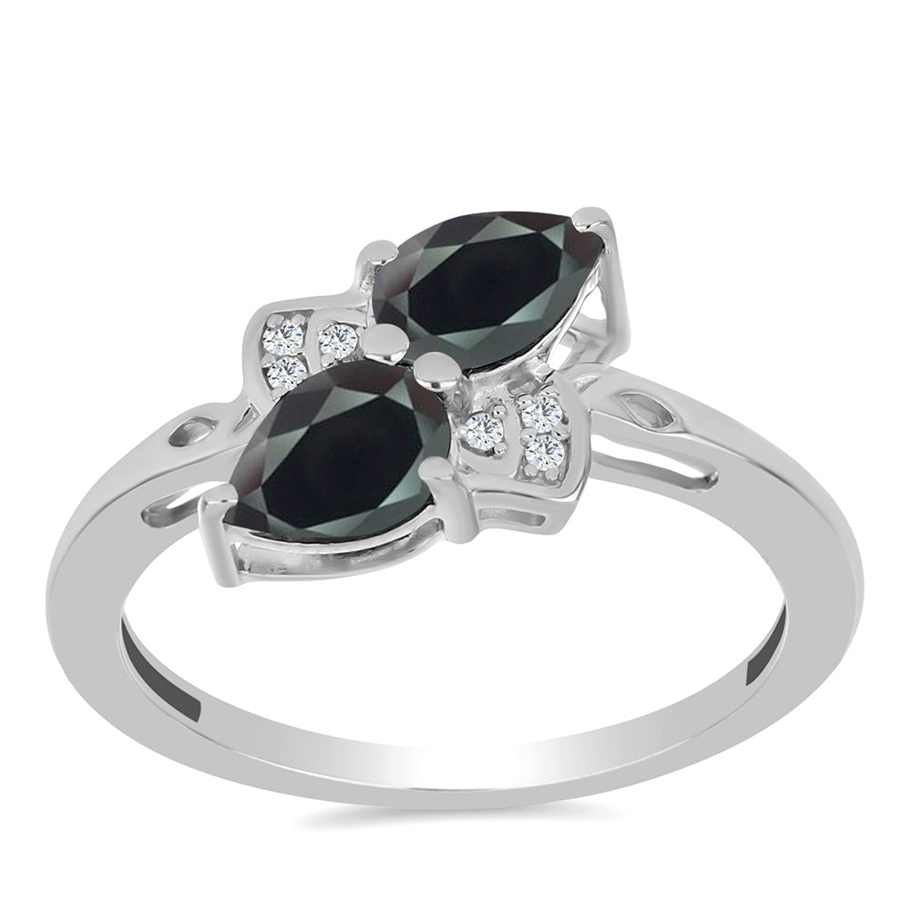 Strieborný Prsteň s Obsidianom a Bielym Topásom 3 