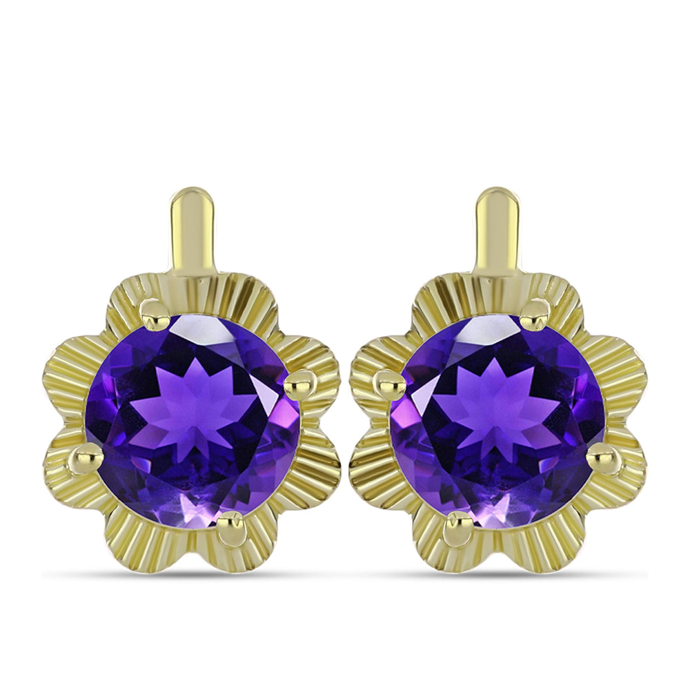 Pozlátené Strieborné Náušnice s Marockým Ametystom 1 