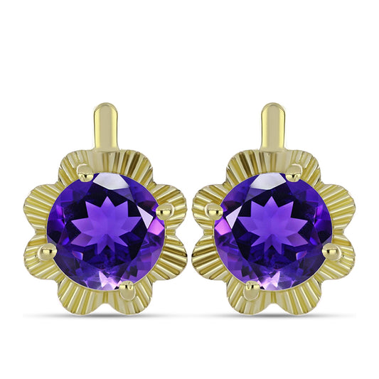 Pozlátené Strieborné Náušnice s Marockým Ametystom
