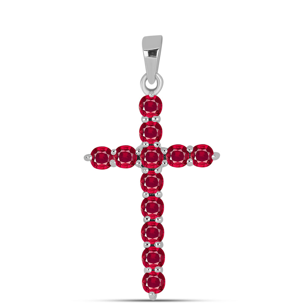 Kríž Strieborný Prívesok s Madagaskarským Rubínom 1 