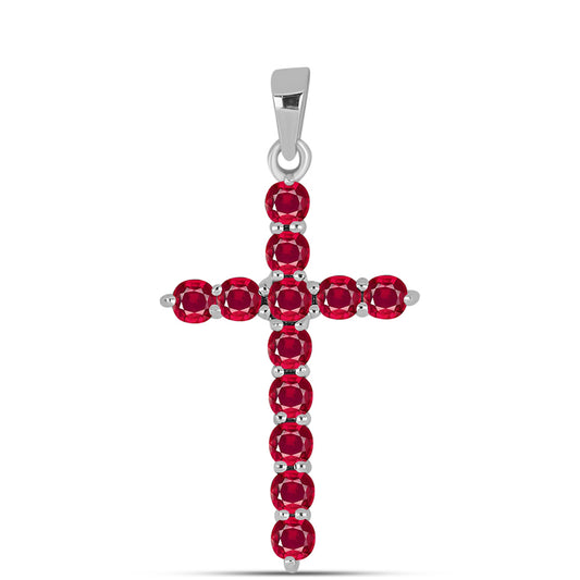 Kríž Strieborný Prívesok s Madagaskarským Rubínom