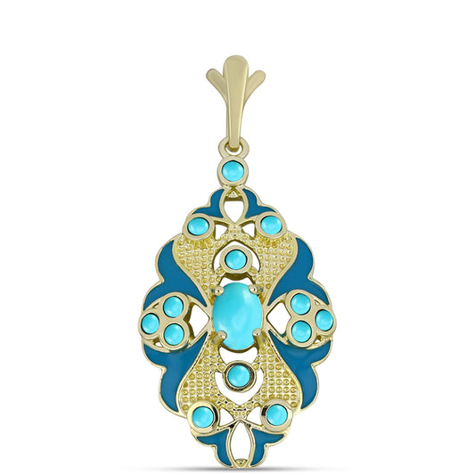 Pozlátený Strieborný Prívesok s so Sleeping Beauty Tyrkysom