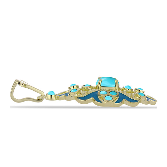 Pozlátený Strieborný Prívesok s so Sleeping Beauty Tyrkysom