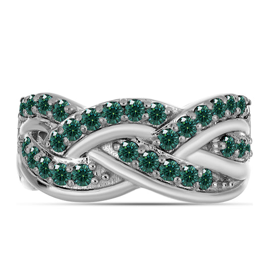 Strieborný Prsteň s Zelenkavý morsky modrý Moissanitom