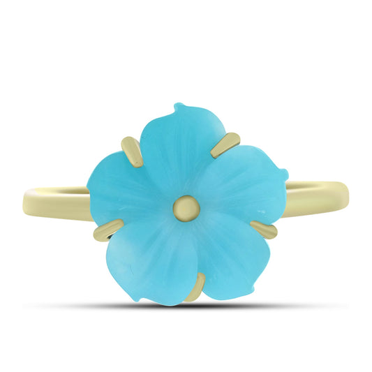 Pozlátený Strieborný Prsteň s so Sleeping Beauty Tyrkysom