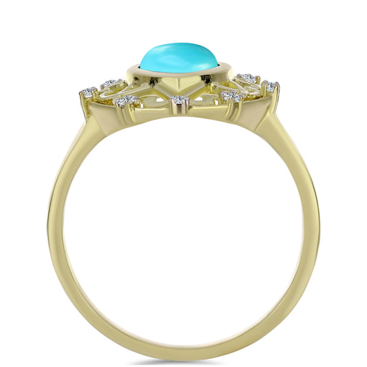 Pozlátený Strieborný Prsteň s so Sleeping Beauty Tyrkysom a Bielym Topásom