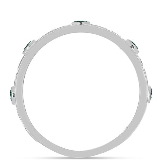 Strieborný Prsteň s Zelenkavý morsky modrý Moissanitom