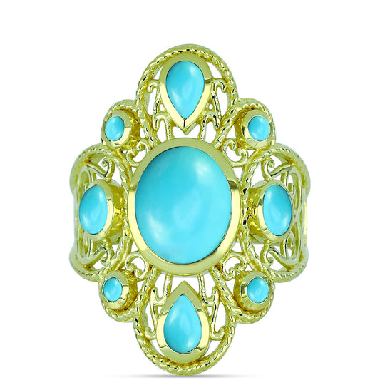Pozlátený Strieborný Prsteň s so Sleeping Beauty Tyrkysom