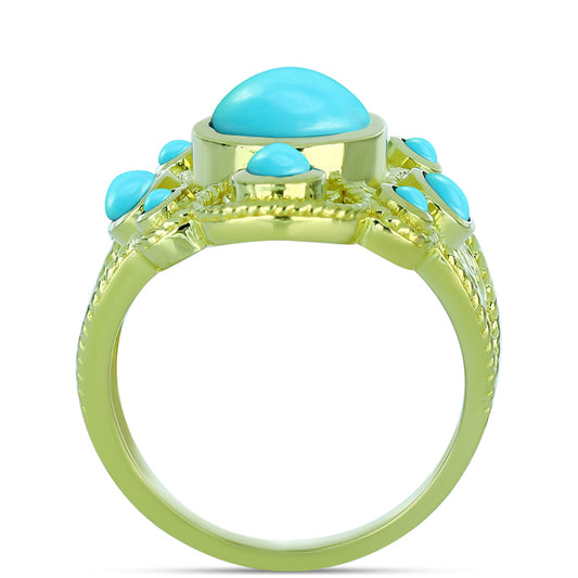 Pozlátený Strieborný Prsteň s so Sleeping Beauty Tyrkysom