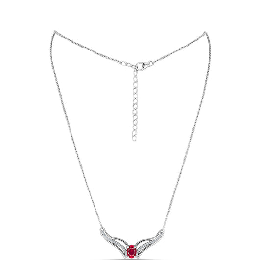 Strieborný Náhrdelník s Madagaskarským Rubínom a Bielym Topásom