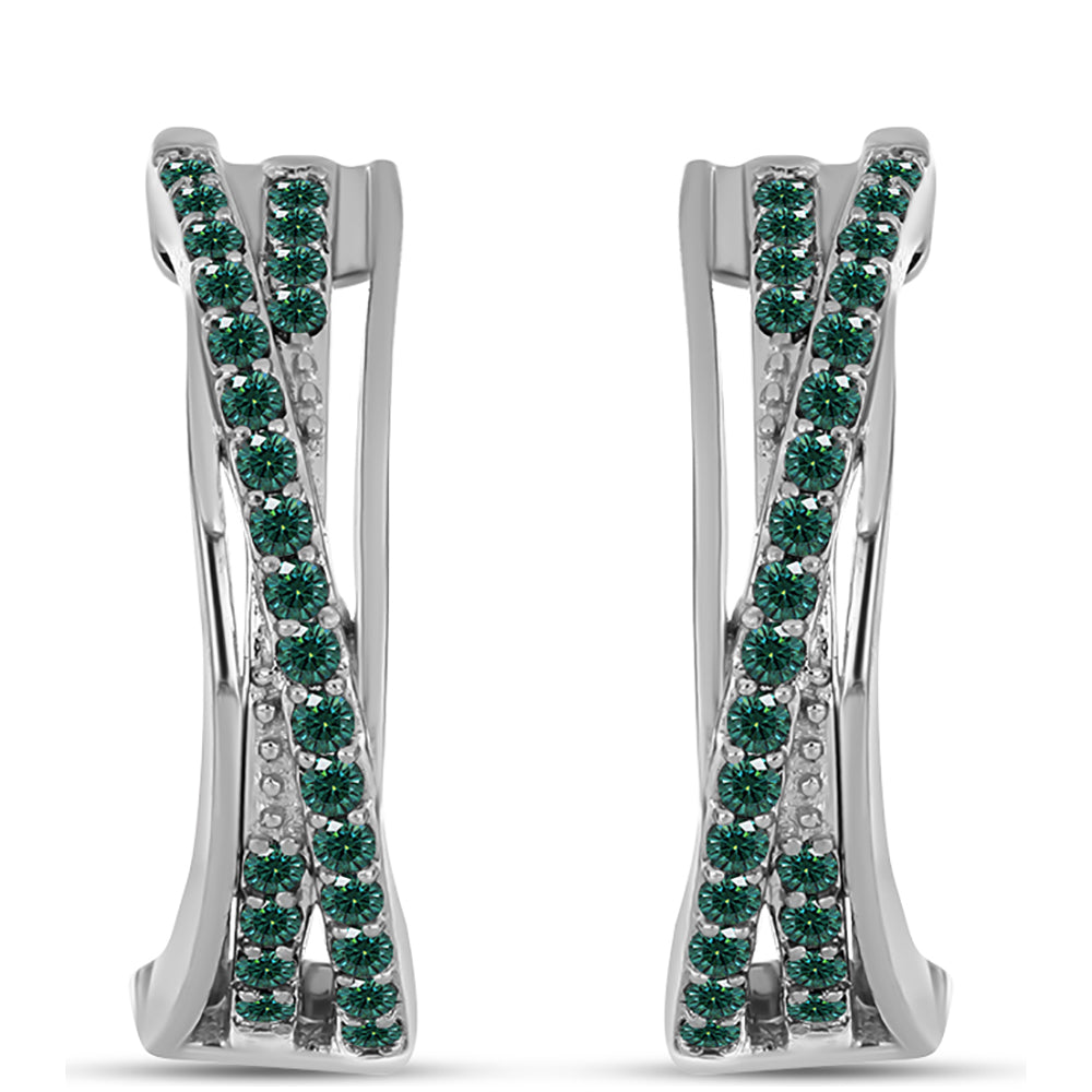 Strieborné Náušnice s Zelenkavý morsky modrý Moissanitom 1 