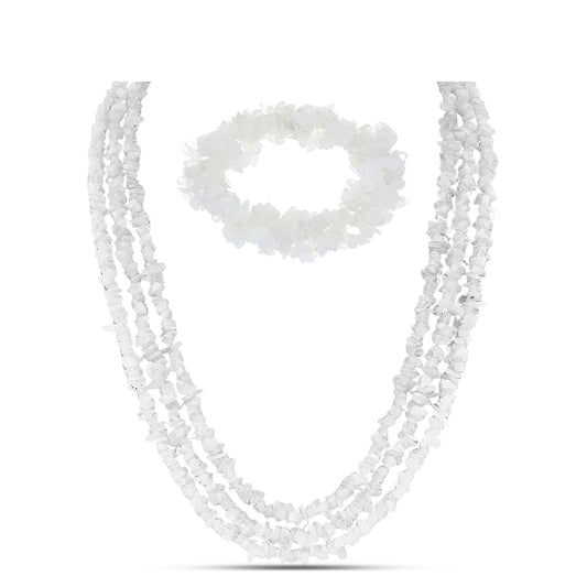 Nugetové Sada s Dúhovým Mesačným Kameňom ( Náhrdelník+Náramok )