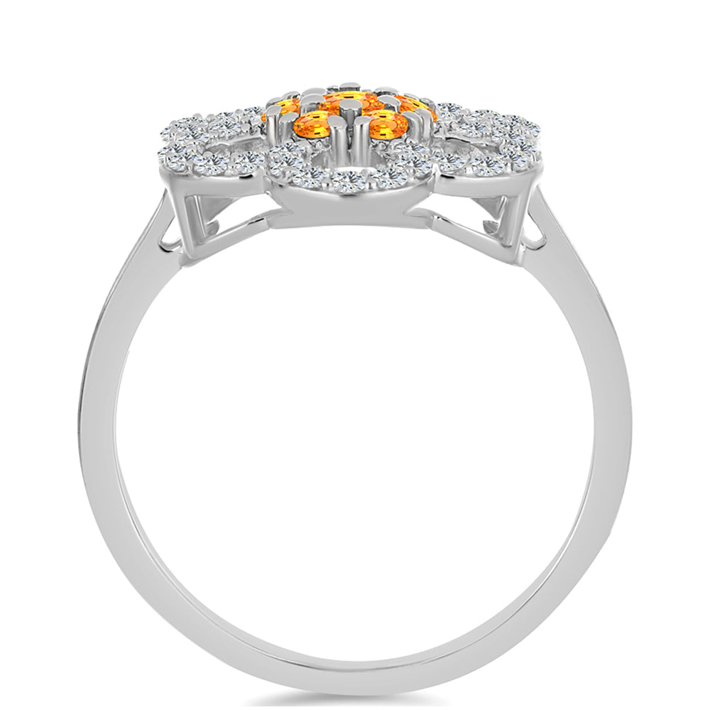 Strieborný Prsteň s Padparadscha Zafírom a Bielym Topásom