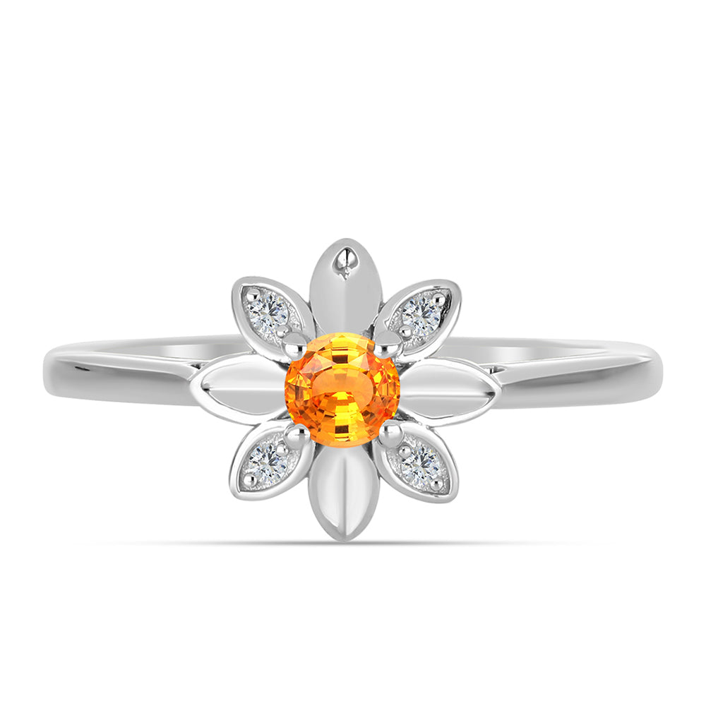 Strieborný Prsteň s Padparadscha Zafírom a Bielym Topásom 1 