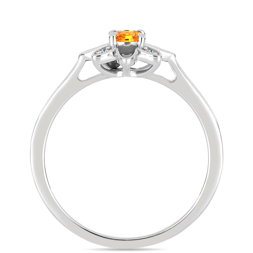 Strieborný Prsteň s Padparadscha Zafírom a Bielym Topásom 2 