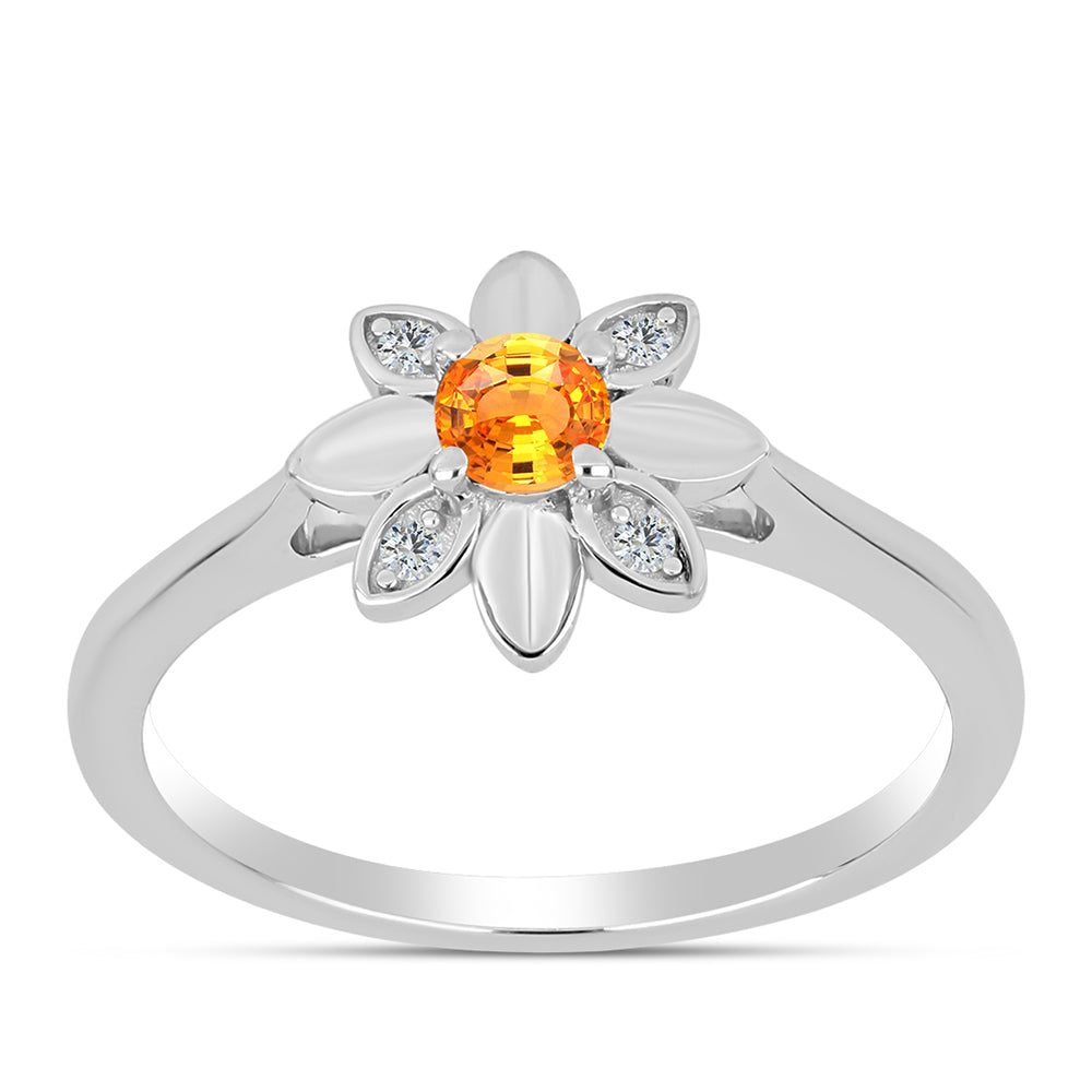 Strieborný Prsteň s Padparadscha Zafírom a Bielym Topásom 3 