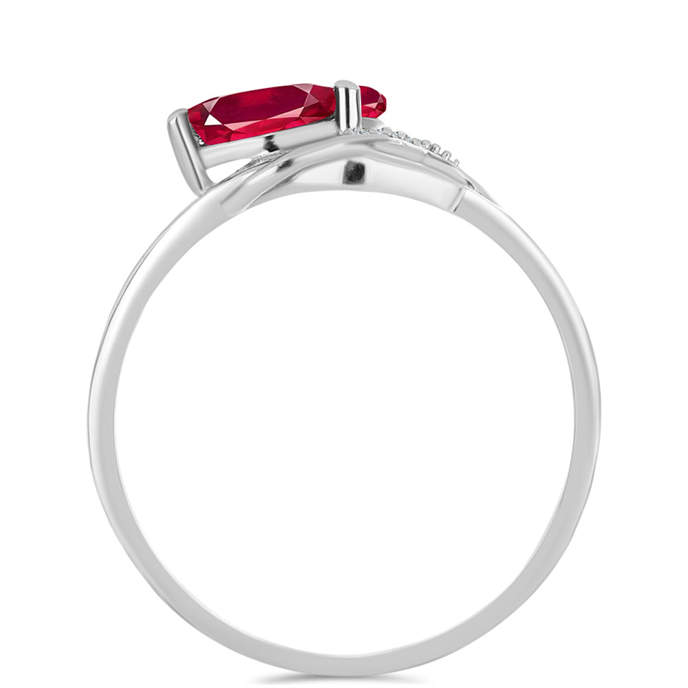 Strieborný Prsteň s Madagaskarským Rubínom a Bielym Topásom 2 