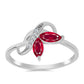 Strieborný Prsteň s Madagaskarským Rubínom a Bielym Topásom