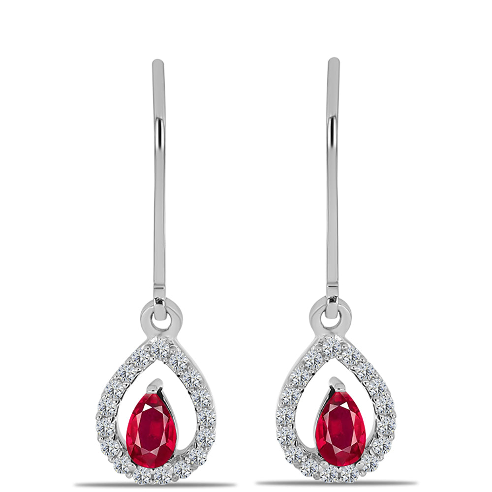 Strieborné Náušnice s Madagaskarským Rubínom a Bielym Topásom 1 
